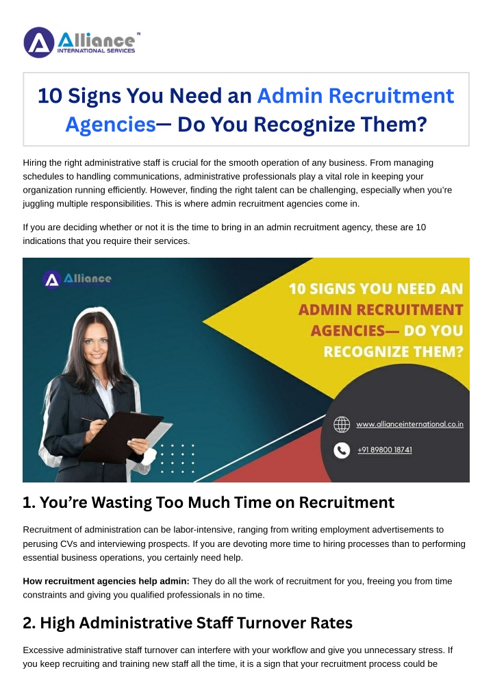 10 signs you need an admin recruitment agencies n.w