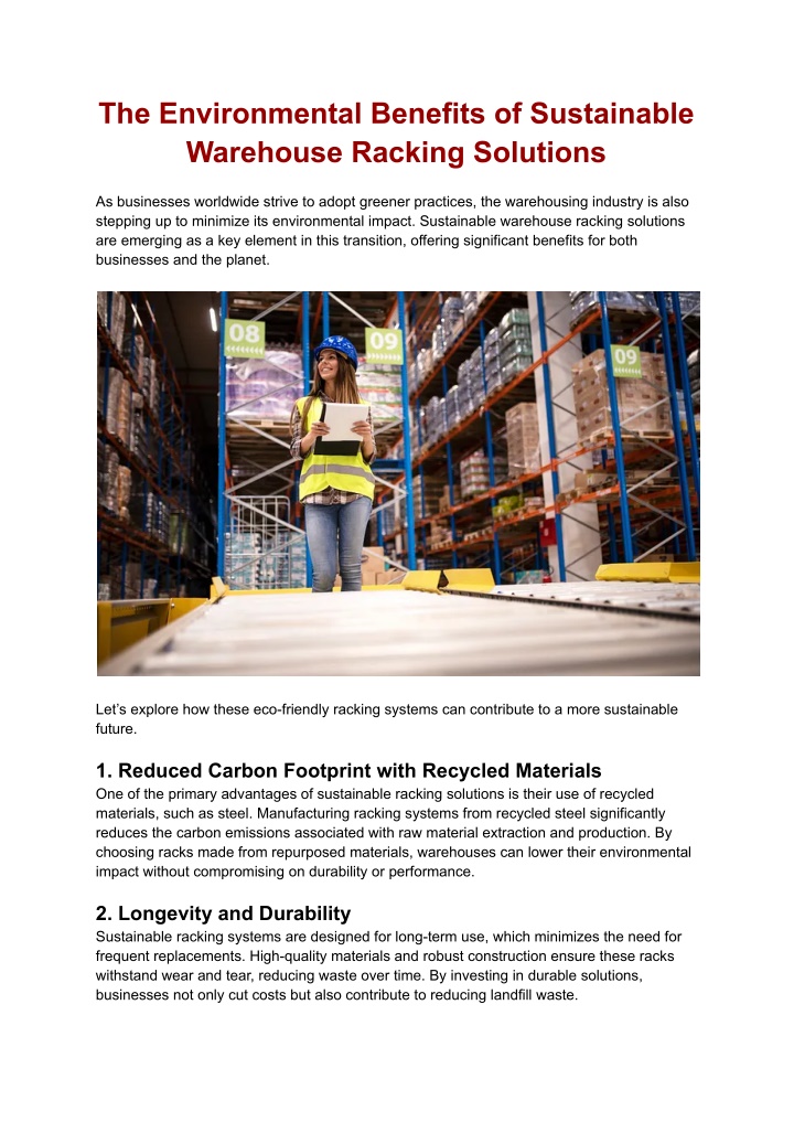 the environmental benefits of sustainable n.w