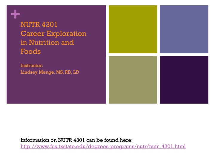 Career Exploration in Nutrition and Foods