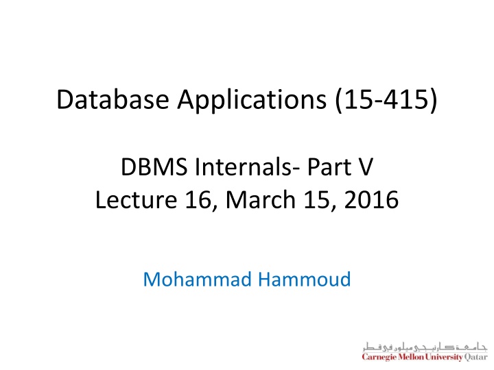 DBMS Internals: Hashing and External Sorting