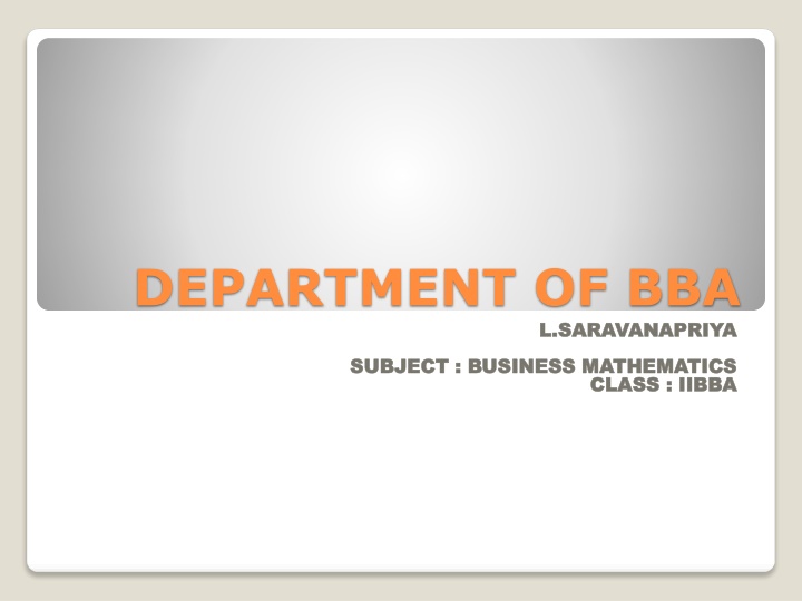 DEPARTMENT OF BBA