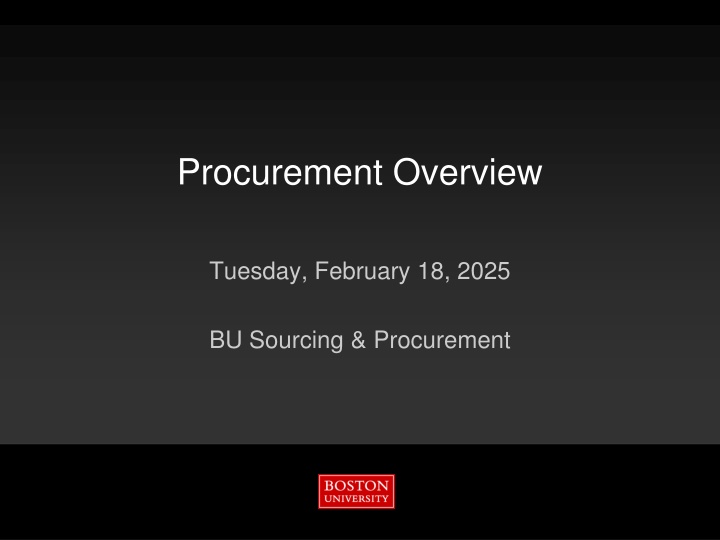 BU Sourcing & Procurement Overview