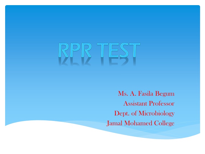 Serologic Screening Test for Syphilis: RPR Test Overview