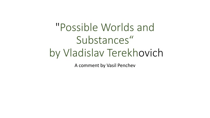Possible Worlds and Substances by Vladislav Terekhovich