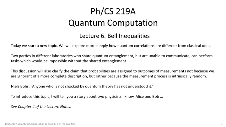 Quantum Correlations and Bell Inequalities