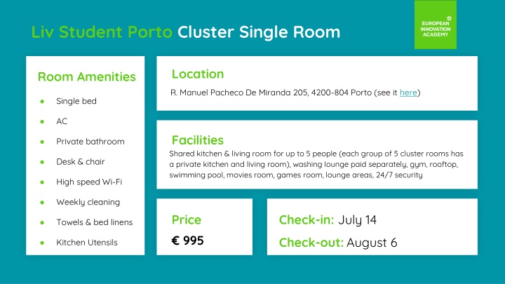 Liv Student Porto Single Room with Amenities