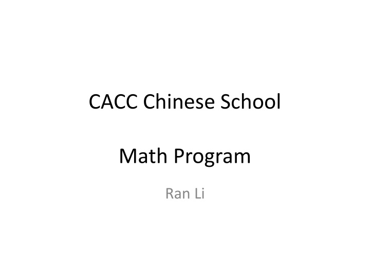 CACC Chinese School Math Program