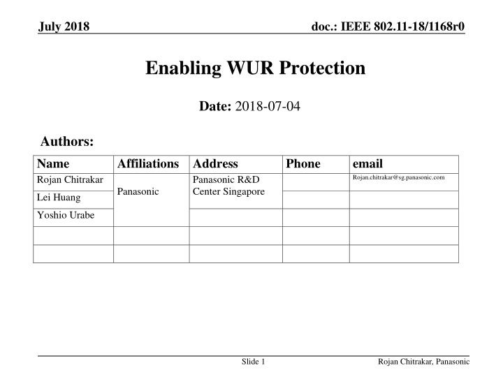 Enabling WUR Protection
