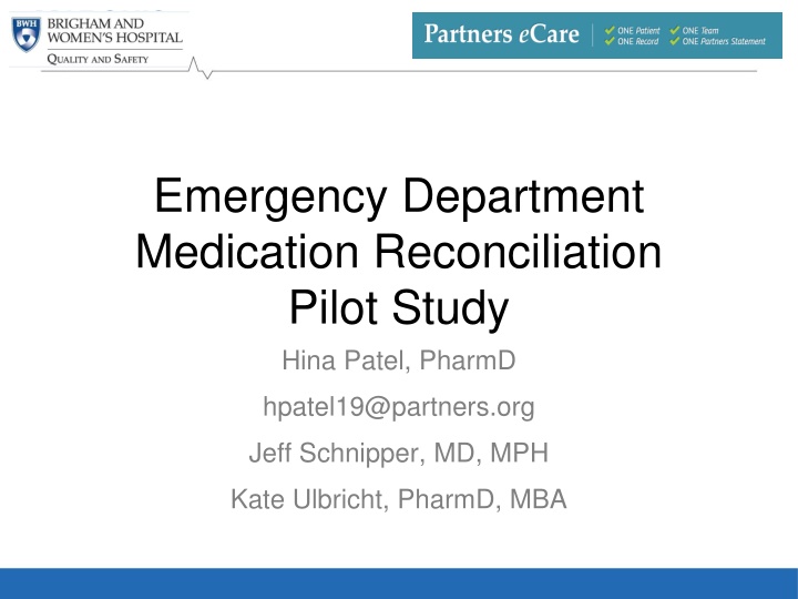 Emergency Department Medication Reconciliation Pilot Study
