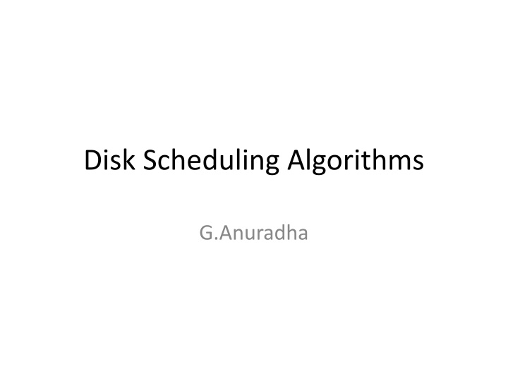 Disk Scheduling Algorithms Overview
