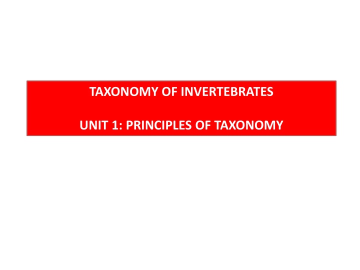Principles of Invertebrate Taxonomy
