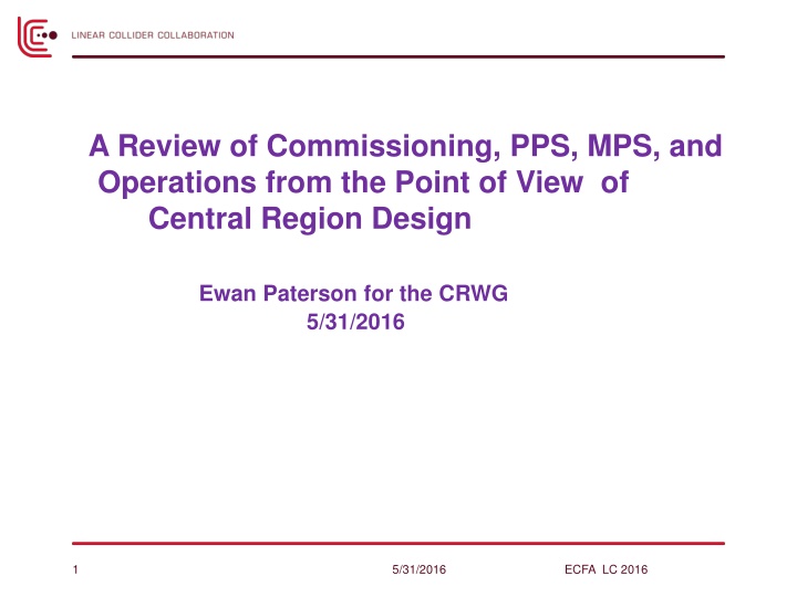 Overview of Central Region Design and Operations