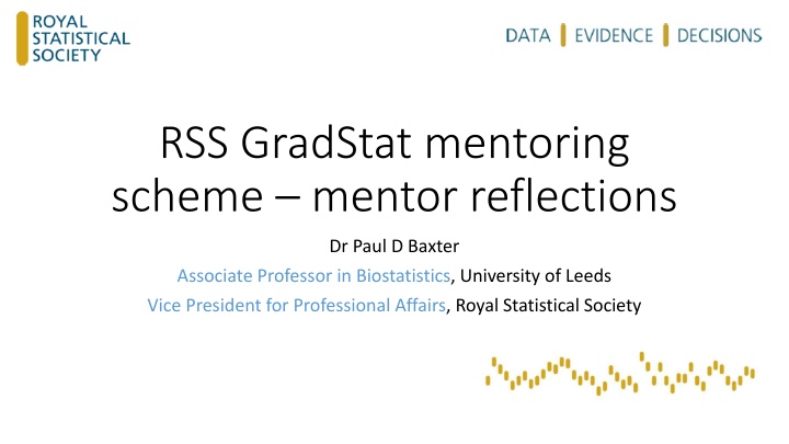 Dr. Paul D. Baxter - Mentoring Scheme and Career Reflections