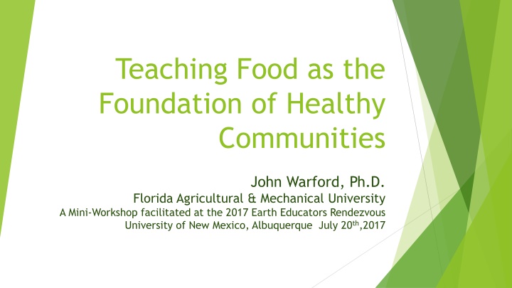 Food as the Foundation of Healthy Communities Workshop