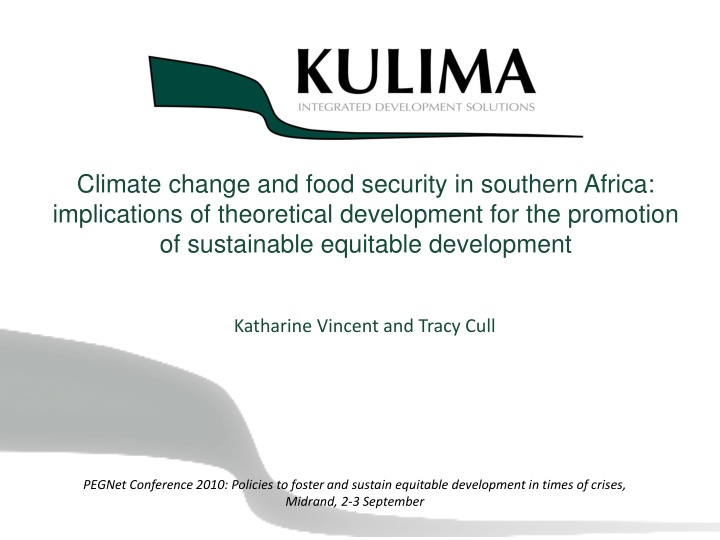 Climate change and food security in southern Africa:  implications of theoretical development for the promotion  of sustainable equitable development