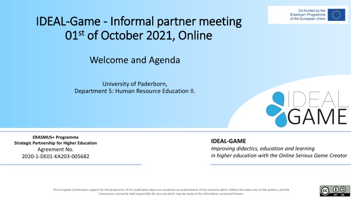Interactive Meeting Agenda for IDEAL-GAME Project