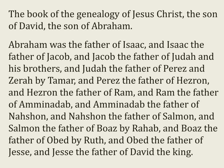 Genealogy of Jesus Christ through the Generations