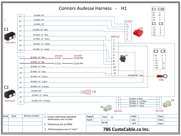 Connors Audesse Harness - Electrical Wiring Configuration