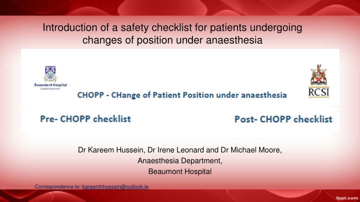 Safety Checklist for Position Changes Under Anaesthesia