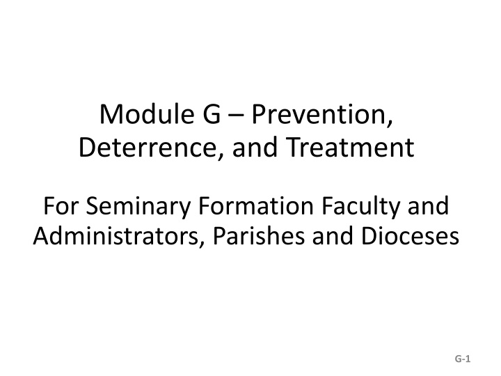 Prevention, Deterrence, and Treatment in Seminary Formation