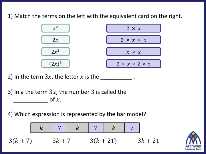 Simplify and Identify Like Terms in Expressions