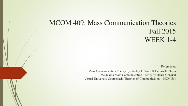 Essentials of Mass Communication Theories