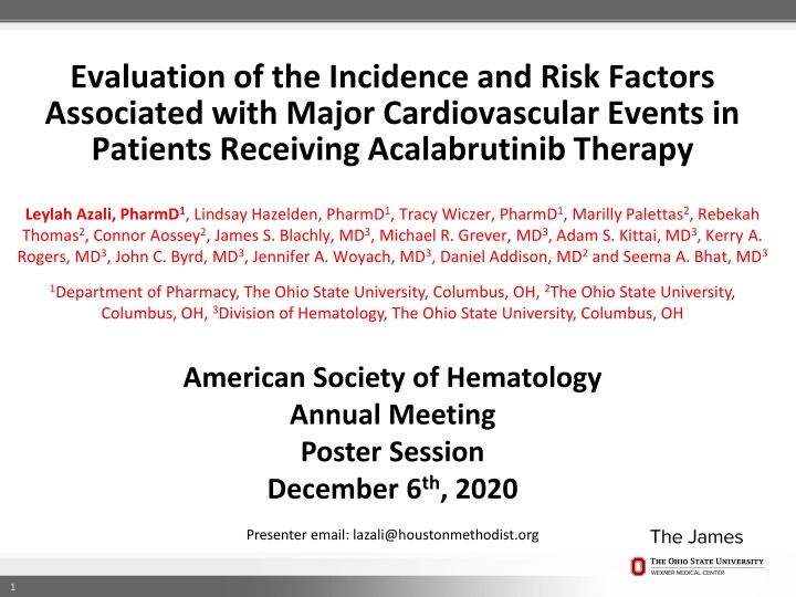 Incidence and Risk Factors for Major Cardiovascular Events in Acalabrutinib Therapy Patients
