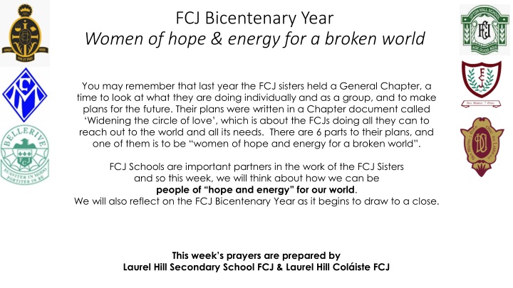 FCJ Bicentenary Year Celebrations: Women of Hope & Energy
