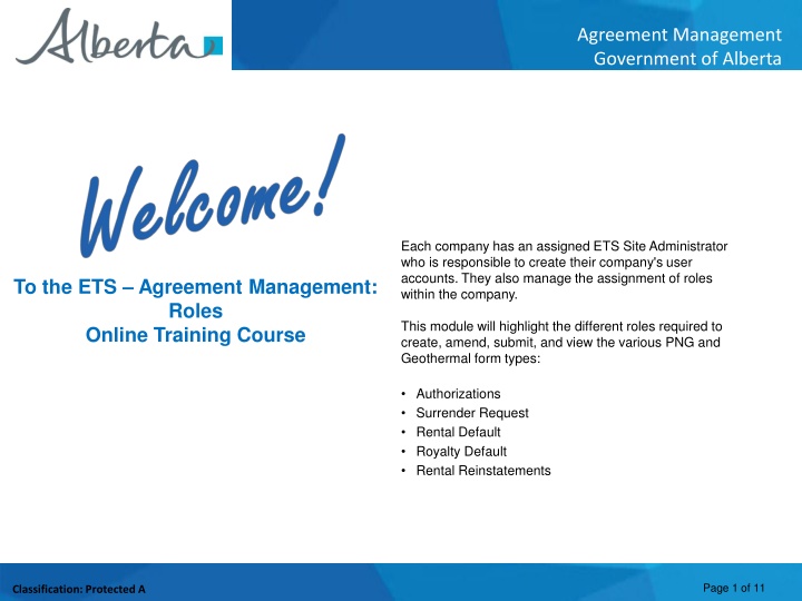 ETS Agreement Management Roles Training