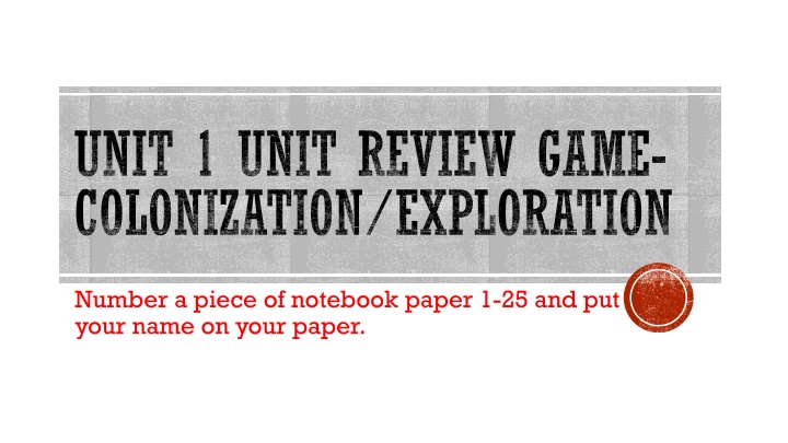 Colonization and Exploration Quiz