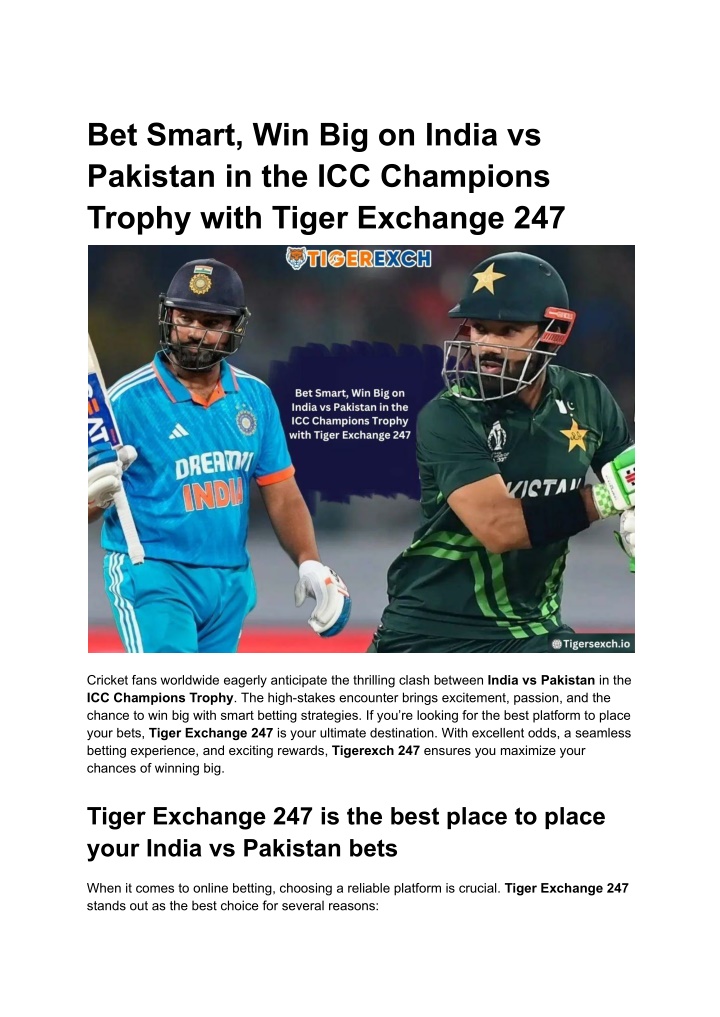 bet smart win big on india vs pakistan n.w