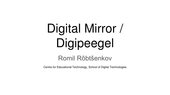 Digital Mirror / Digipeegel