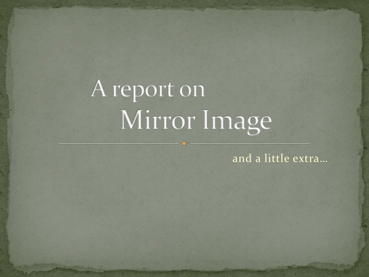 A Report on Mirror Image and a Little Extra