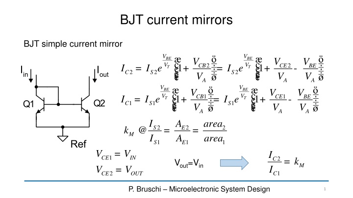 BJT Simple Current Mirror and Emitter Degeneration Details