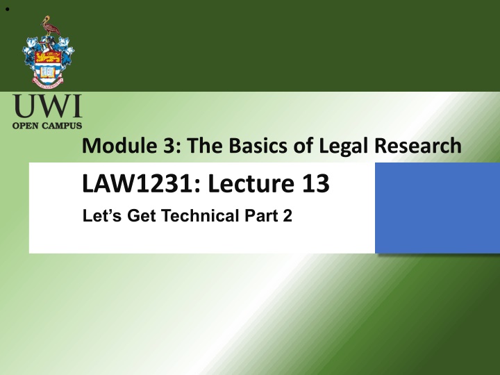 LAW1231: Lecture 13