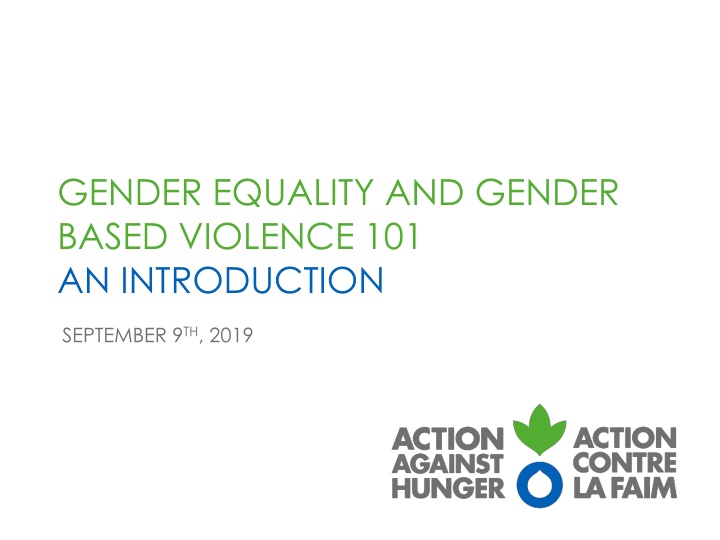 GENDER EQUALITY AND GENDER BASED VIOLENCE 101