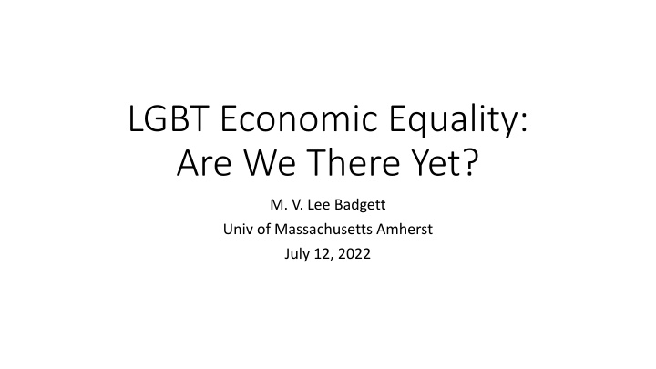Challenges in Achieving LGBT Economic Equality