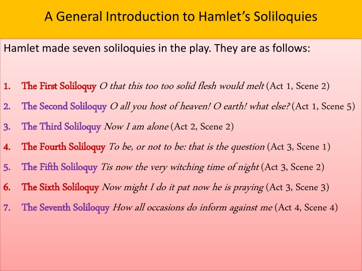 Analysis of Hamlet's Soliloquies