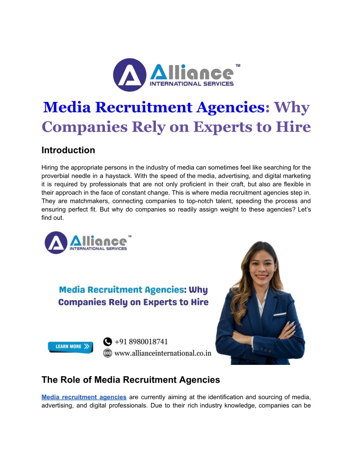 media recruitment agencies why companies rely n.w