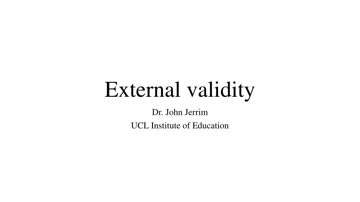 External validity