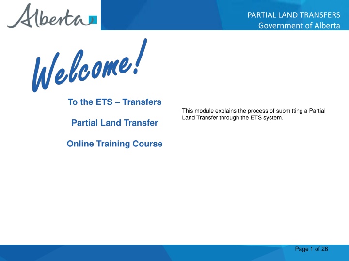 Partial Land Transfers Process in Alberta ETS System