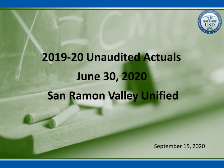 San Ramon Valley Unified 2019-20 Unaudited Actuals