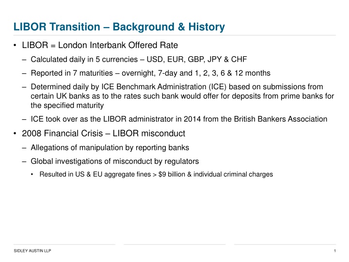 Transition of LIBOR Rates