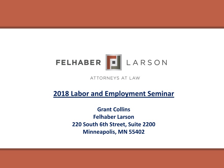 2018 Labor and Employment Seminar Overview