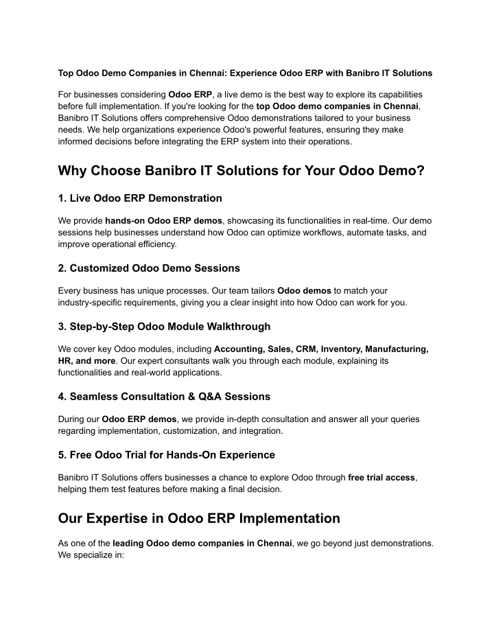 top odoo demo companies in chennai experience n.w