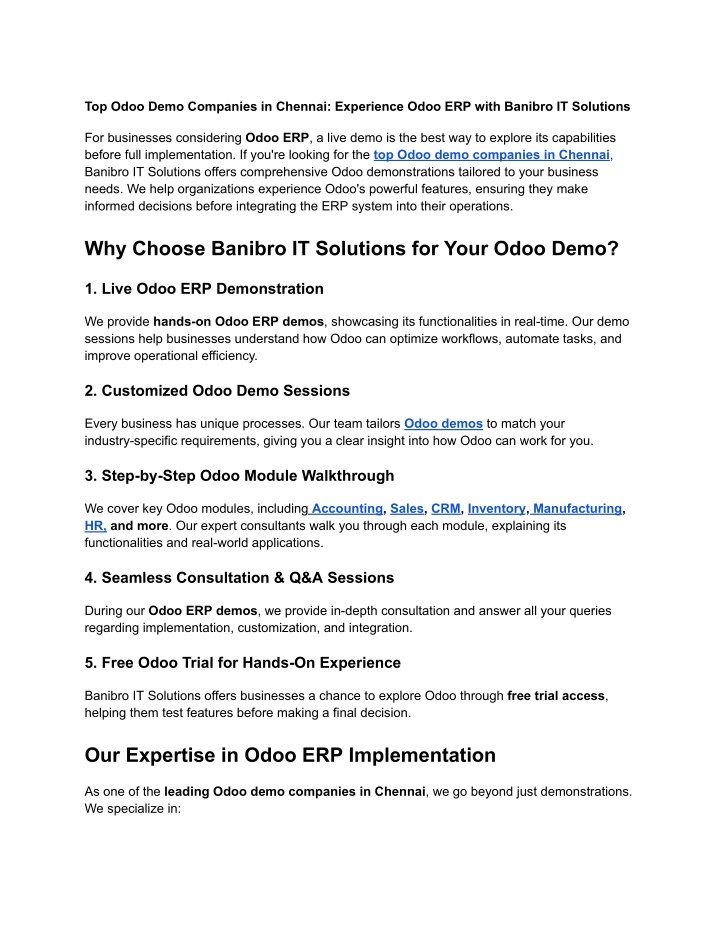 top odoo demo companies in chennai experience n.w
