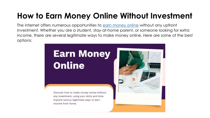 How to Earn Money Online Without Investment