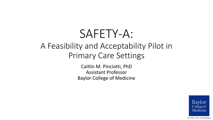 Feasibility and Acceptability Pilot in Primary Care Settings