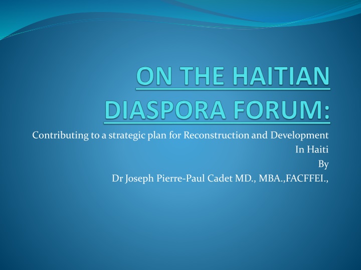 Strategic Plan for Haiti's Reconstruction & Development