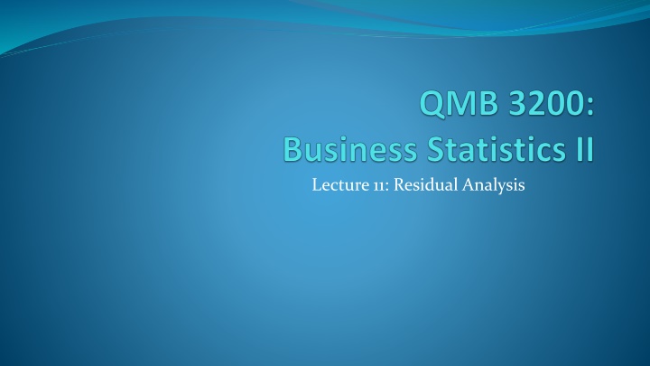 Residual Analysis in Model Selection